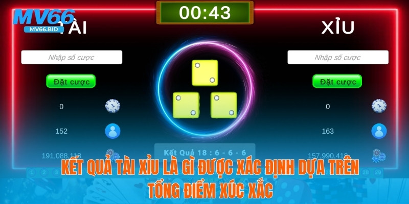 Kết quả tài xỉu là gì được xác định dựa trên tổng điểm xúc xắc